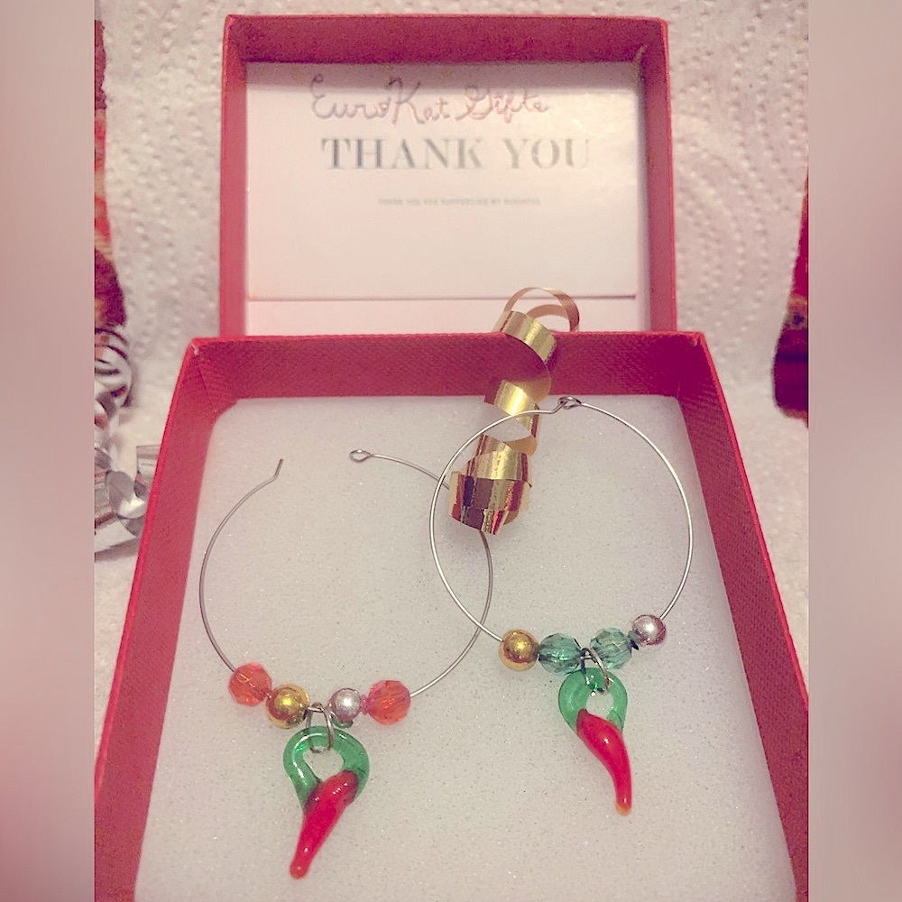 HANDCRAFTED Red Hot Chili Pepper Hoop Earrings NEW